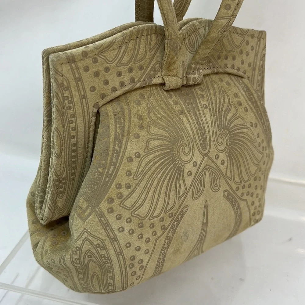 Michelle Lalonde Bone Color Lambsuede Evening Wristlet Bag